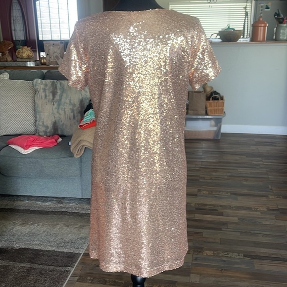 Lulus Light up the Night Champagne sequin dress - Picture 8 of 15